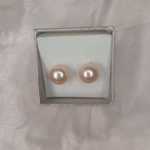 Sterling silver Golden tone cultured pearl earrings